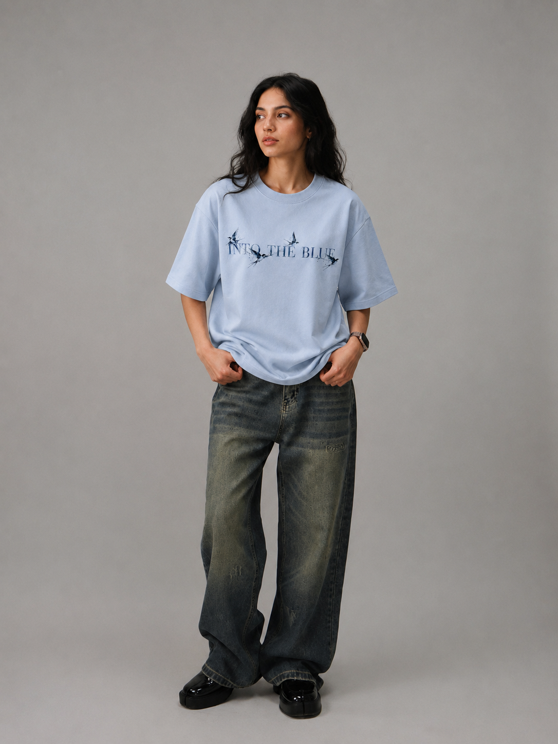 Into the Blue Oversized T-Shirt – Ice Blue