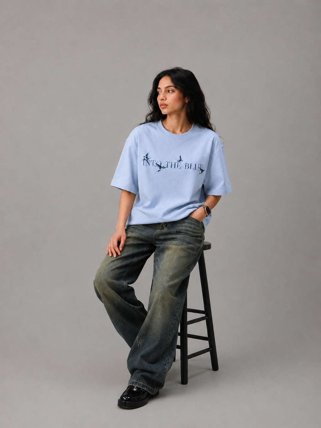 Into the Blue Oversized T-Shirt – Ice Blue