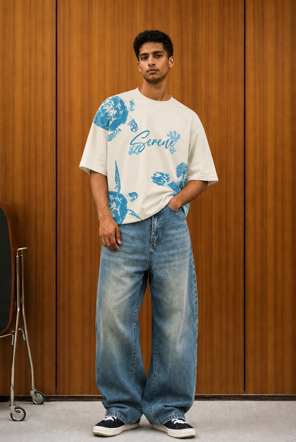Serene Ocean Graphic Oversized T-Shirt