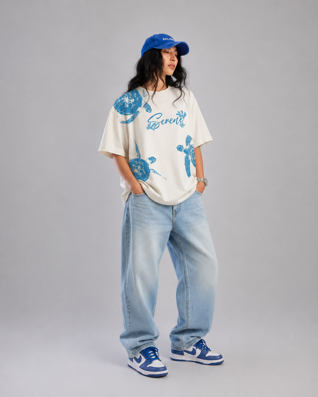 Serene Ocean Graphic Oversized T-Shirt