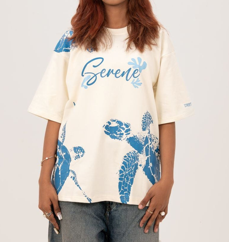 Serene Ocean Graphic Oversized T-Shirt
