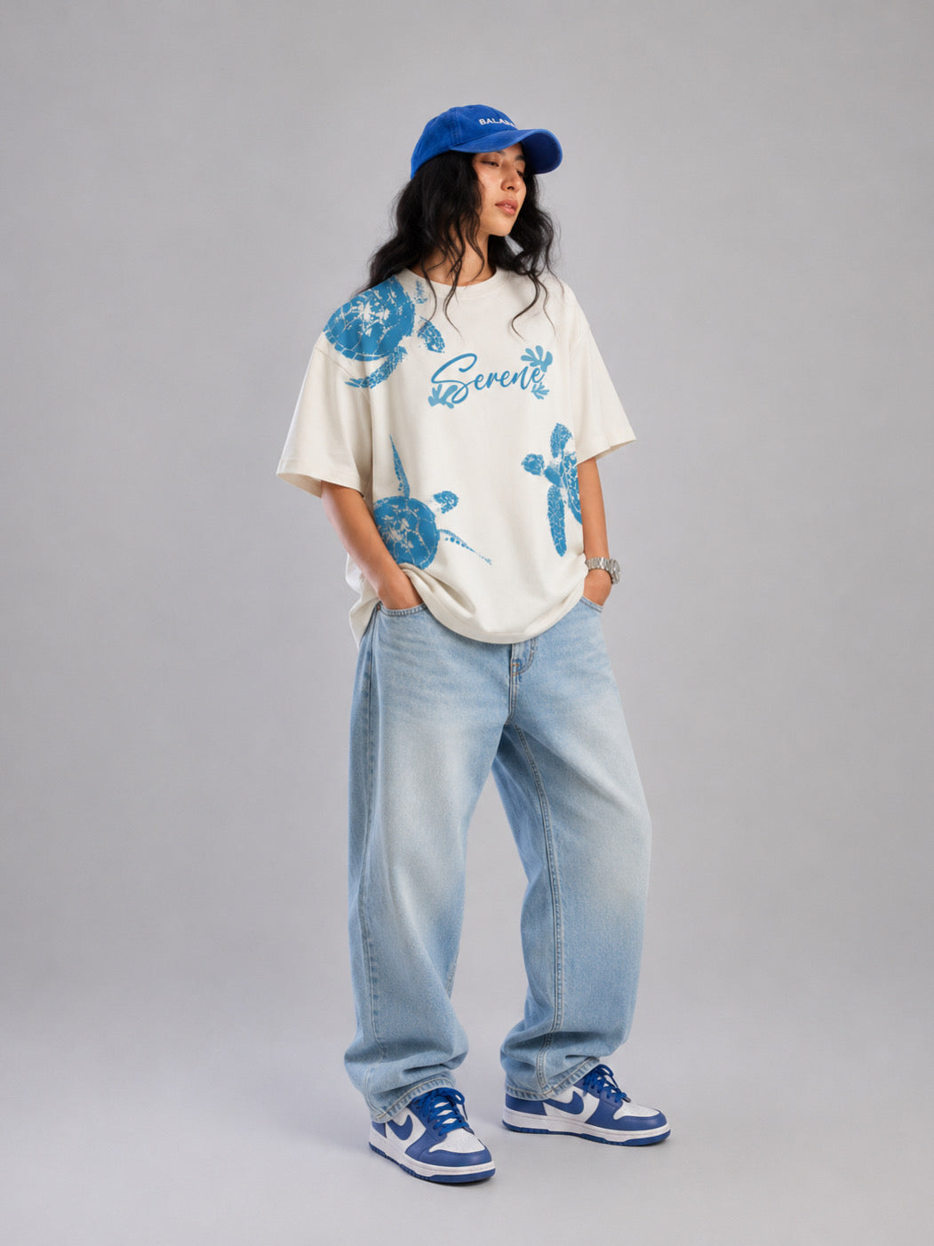 Serene Ocean Graphic Oversized T-Shirt